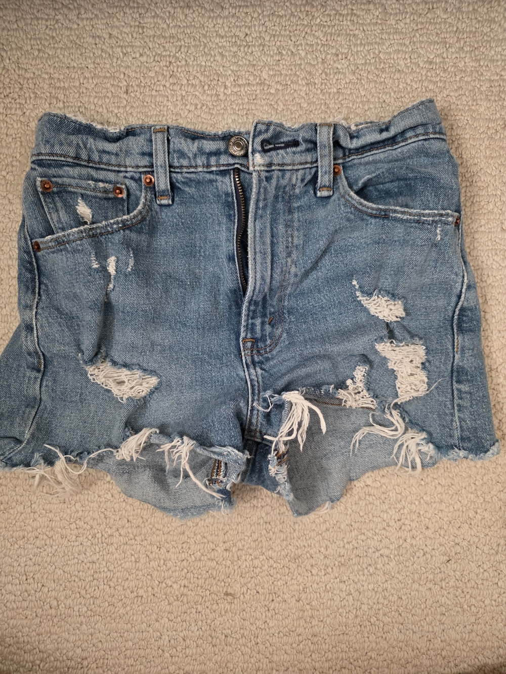 Abercrombie & Fitch Distressed Light Blue Denim Cutoff Shorts
